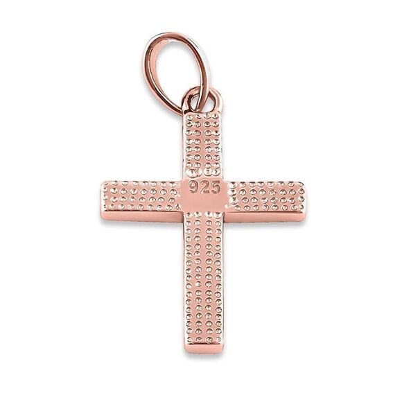 Rose Gold White Lab Opal Cross Necklace Pendant New - Picture 4 of 4